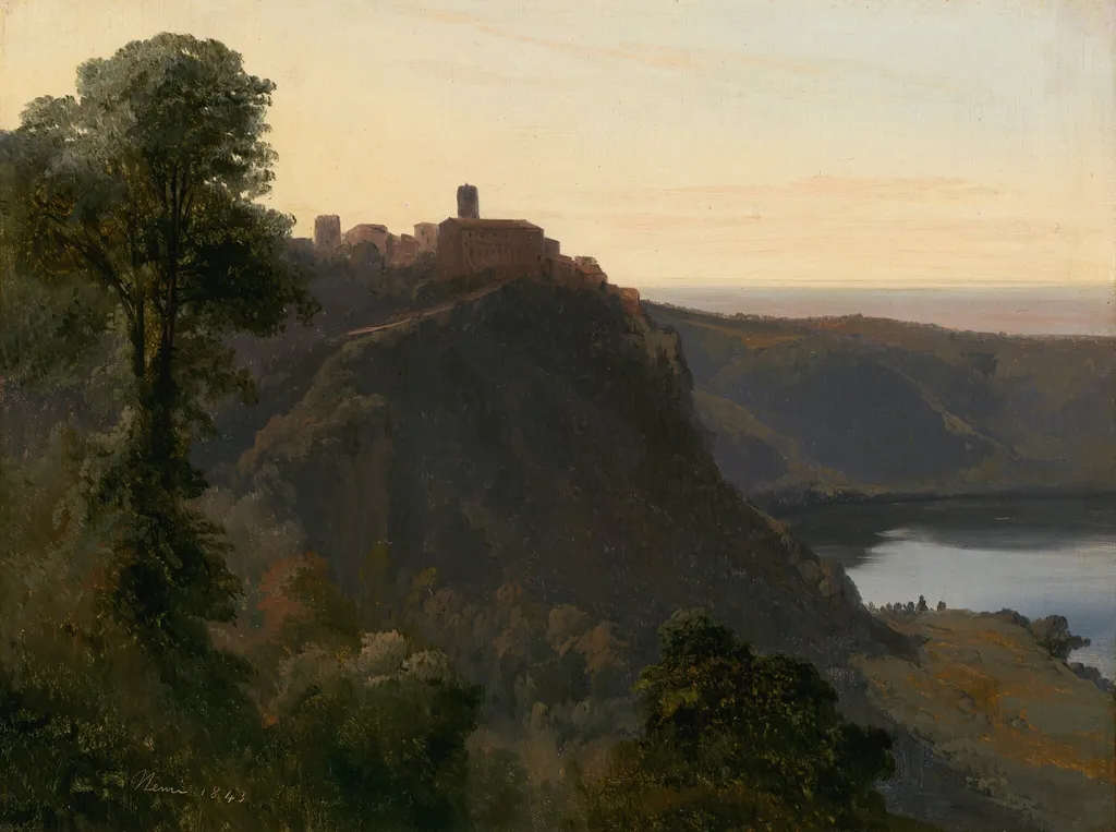 View of Lake Nemi, by Jules Coignet, oil, 1843