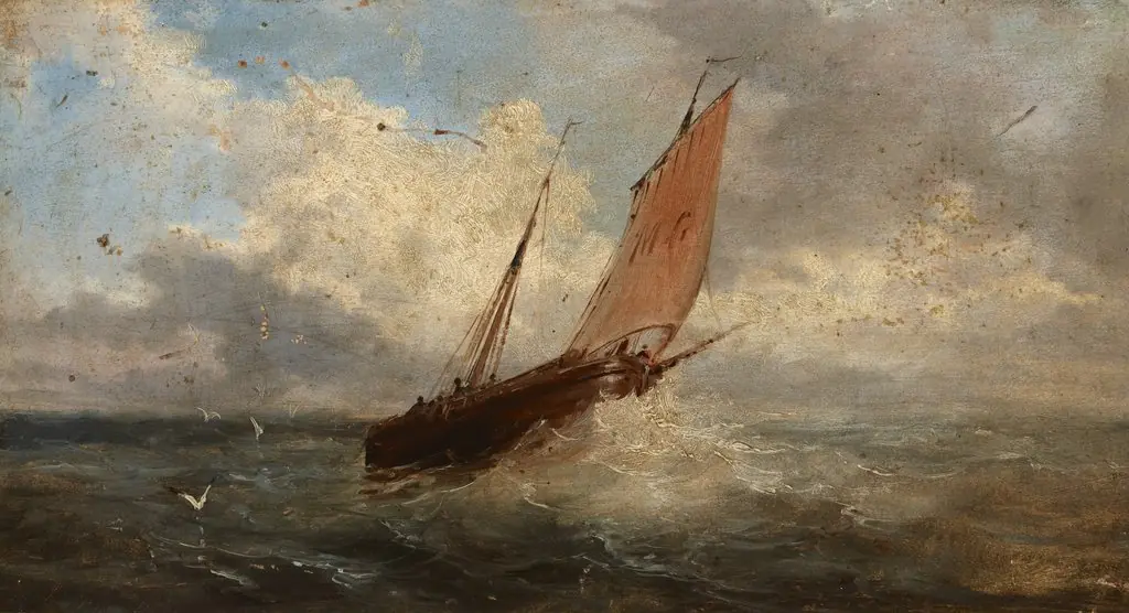 View of the Sea – Boat at the Sea, by Jules Coignet