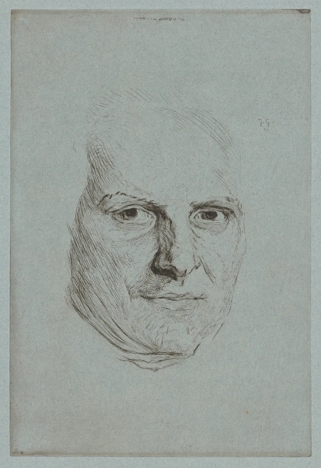 Mask of the Abbé Raynal, by Jules de Goncourt, ink, 1859