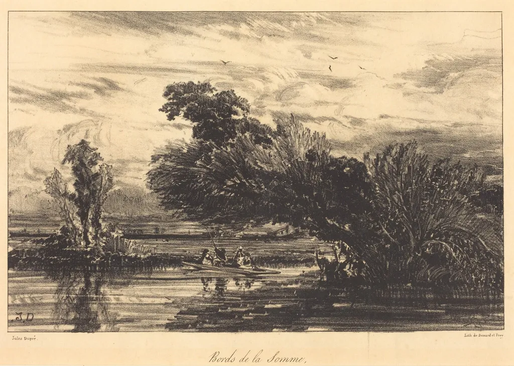 Bank of the Somme (Bords de la Somme), by Jules Dupré, ink, 1836