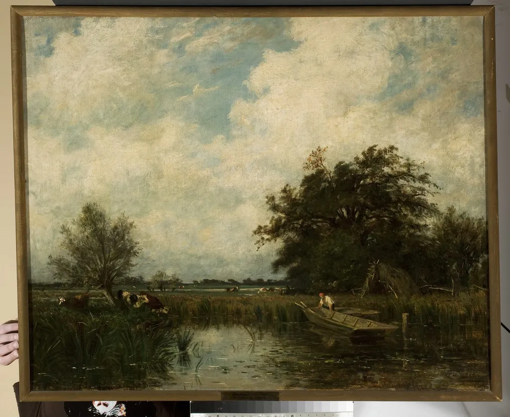 Landscape with a pond, by Jules Dupré, oil, 1855