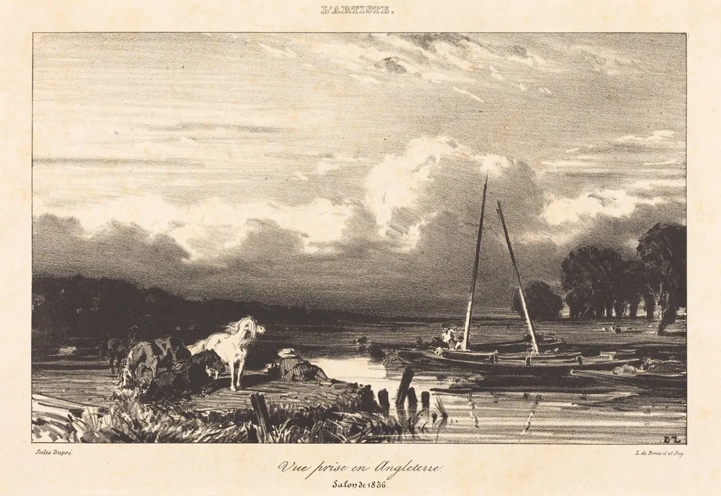 View in England (Vue prise en Angleterre), by Jules Dupré, ink, 1836