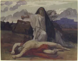 Antigone Gives Token Burial to the Body of Her Brother Polynices, by Jules Eugène Lenepveu