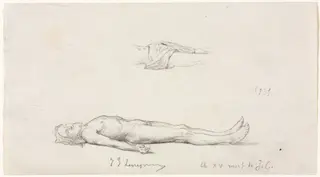 Sketch of the Dead Christ, and Detail Sketch of Loincloth