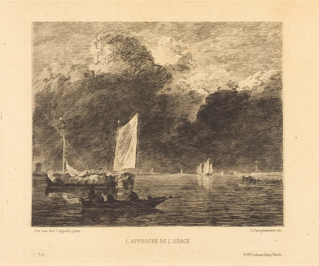 L'Approche de l'Orage (The Storm's Approach), by Jules-Ferdinand Jacquemart, ink, 1875