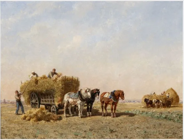 Loading the Corn, by Jules Jacques Veyrassat, oil, 1891