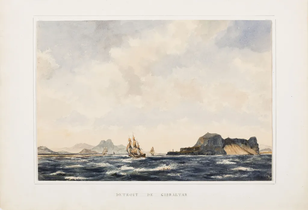 Detroit de Gibraltar, by Jules Marie Vincent de Sinety, graphite, 1837