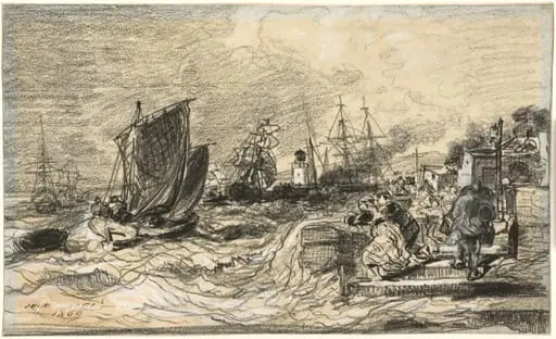 Breton Port with an Approaching Storm, by Jules Noël