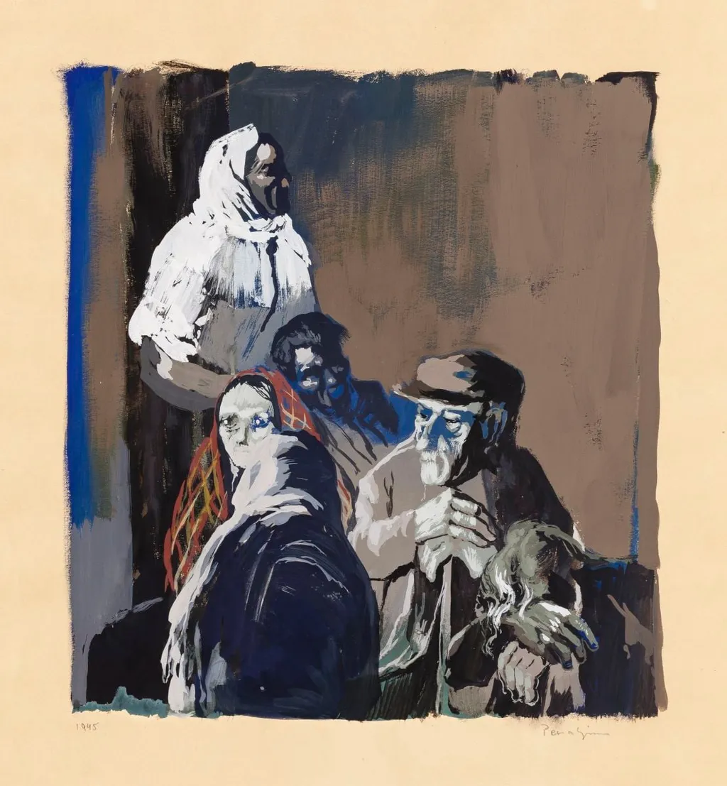 Compoziție cu personaje, by Jules Perahim, 1945