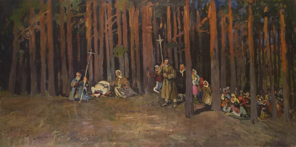 Group of Pilgrims, by Julian Fałat, oil, 1912
