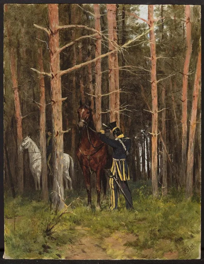 In the forest (Uhlans’ post), by Julian Fałat