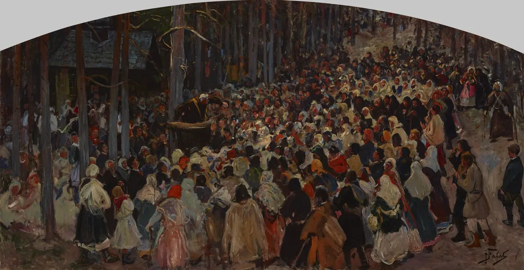 Sermon at the Church Fair at Kalwaria, by Julian Fałat, oil, 1906