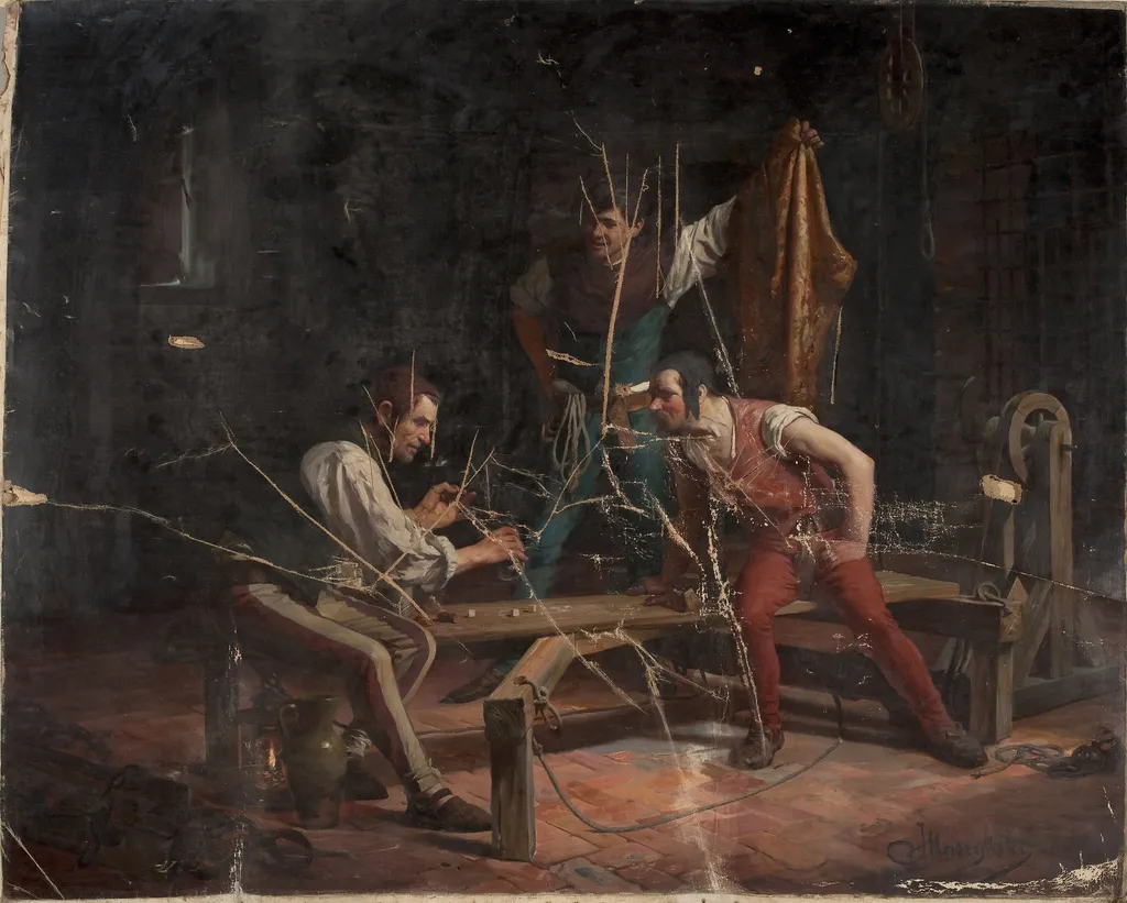 Playing for a garment, by Julian Maszyński, oil, 1884