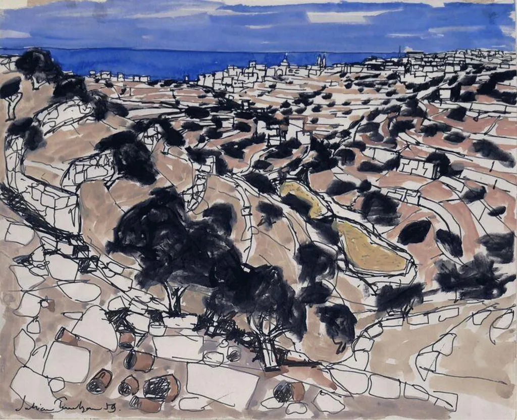Malta, by Julian Trevelyan, watercolor, 1959