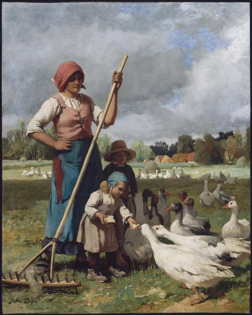 Children Feeding Geese, by Julien Dupré, oil, 1891
