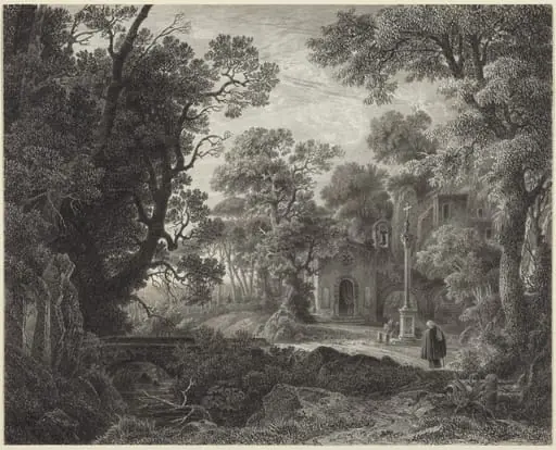 A Woodland Chapel at Evening, by Julius Albert Elsasser