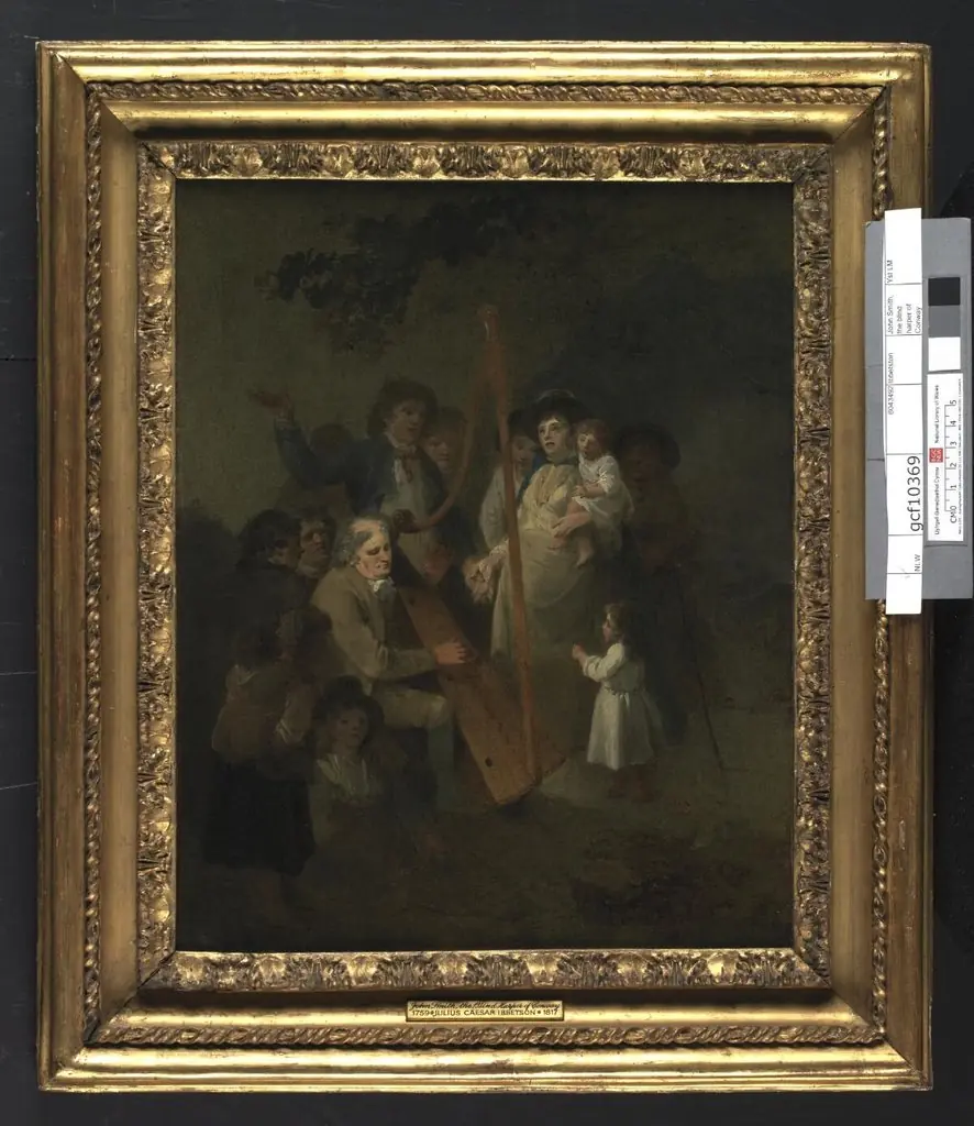 John Smith, the blind harper of Conway, with penillion singers, by Julius Caesar Ibbetson