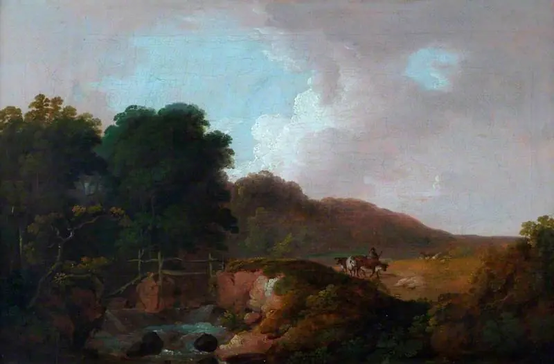 Landscape with a Rustic Bridge and a Stream, by Julius Caesar Ibbetson