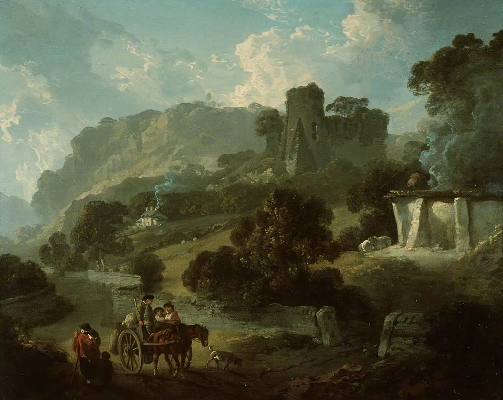 Return from Market, Castell Coch, by Julius Caesar Ibbetson, oil, 1808