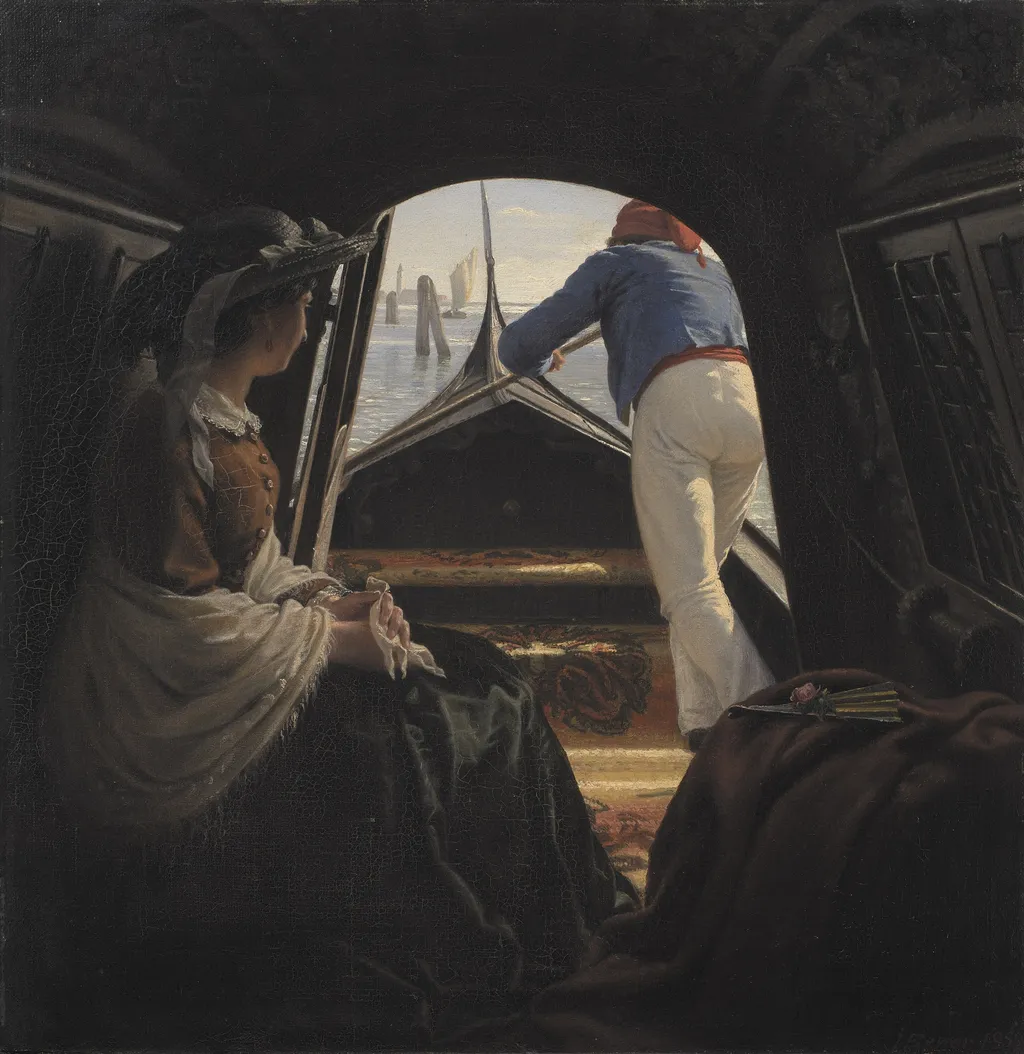 A Gondola, by Julius Exner, oil, 1859