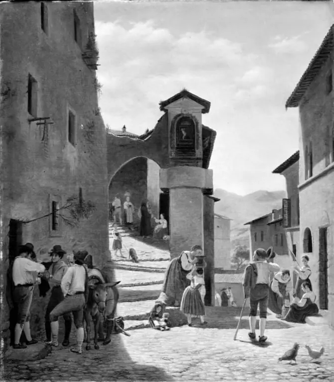 Street Scene in Subiaco, Italy, by Julius Friedlænder