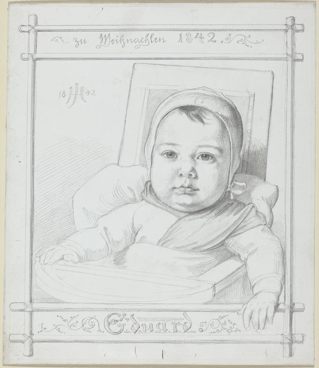 Eduard, the Artist's Infant Son, by Julius Hübner, graphite, 1842