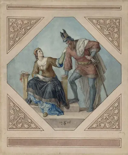 Chriemhilda and Hagen, by Julius Schnorr von Carolsfeld
