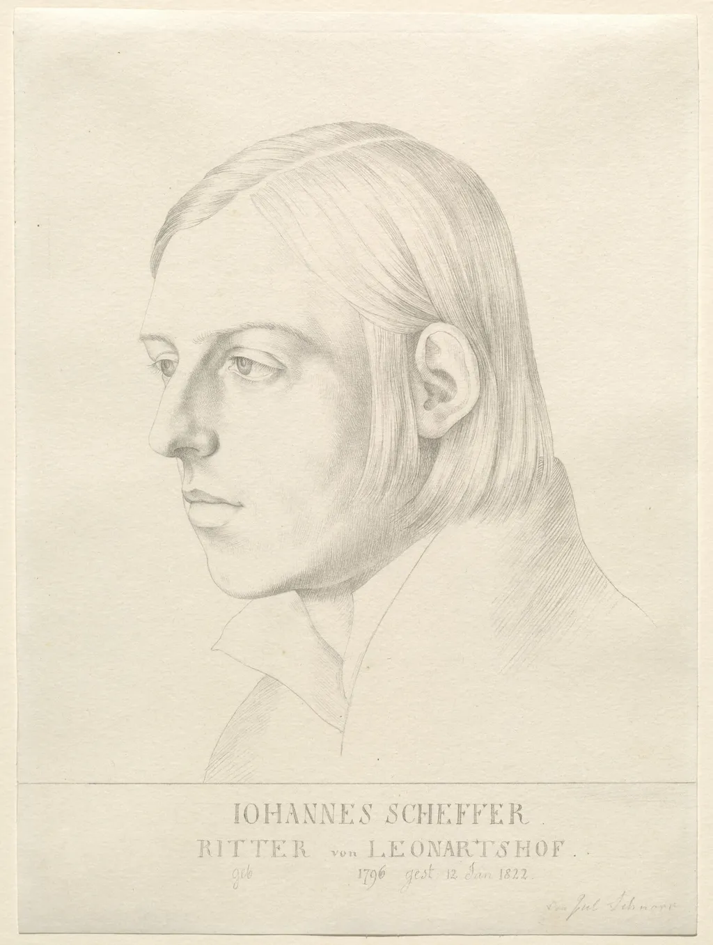 Johann Evangelist Scheffer von Leonhardshoff, by Julius Schnorr von Carolsfeld, graphite, 1822