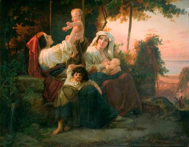 Italian Women in a Vineyard near Rome, by Julius Schrader