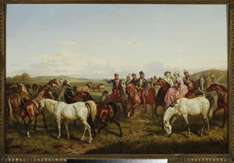 Mohort presenting his horses, by Juliusz Kossak, oil, 1858