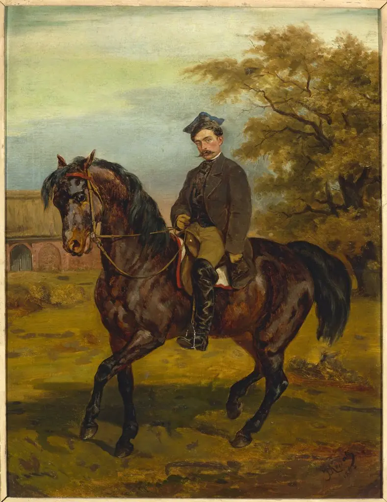 Portrait of a horseman in a peaked cap, by Juliusz Kossak