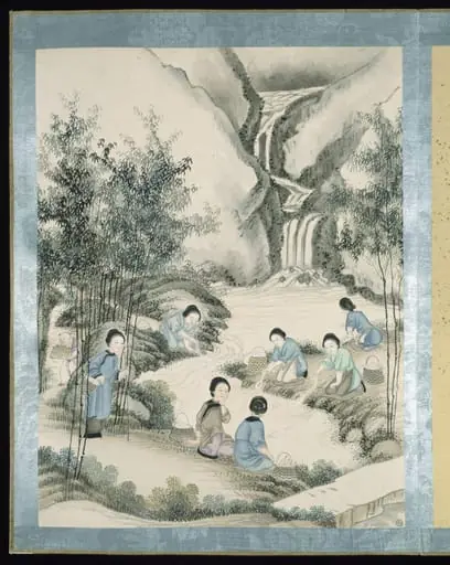 Rinsing silk threads in river, by Jun Wu
