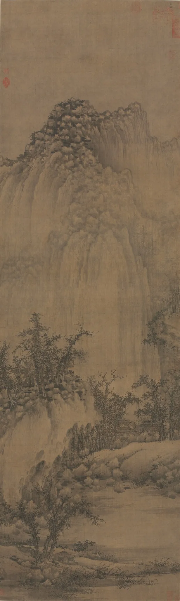 Buddhist Retreat by Stream and Mountains