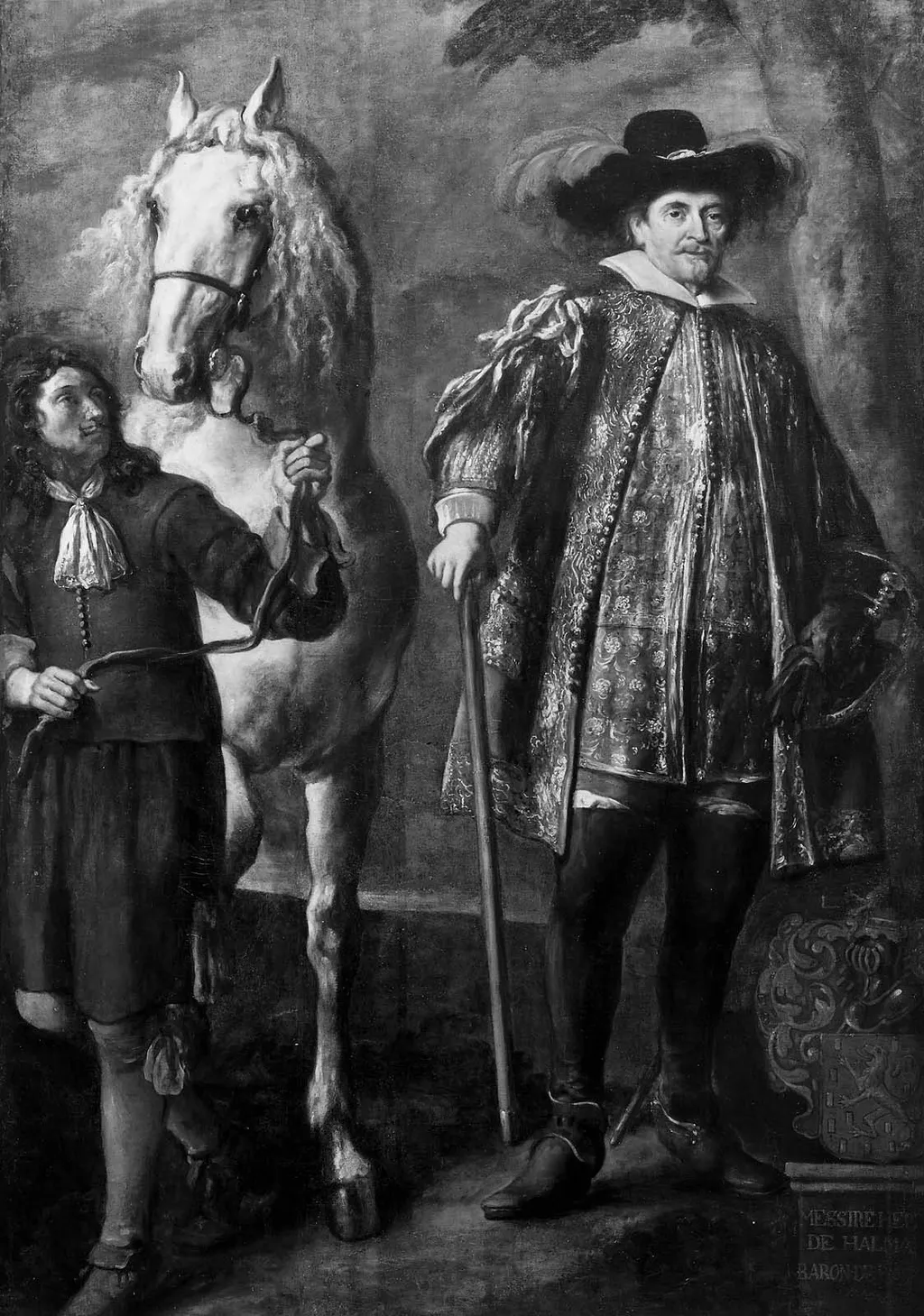 Hendrik van Halmale with his Horse and Groom, by Jürgen Ovens, oil, 1660