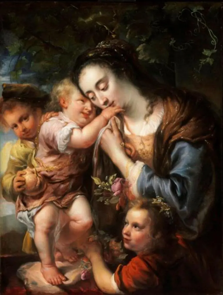 Mother with her Three Children (Maria Ovens, the Wife of the Painter), by Jürgen Ovens