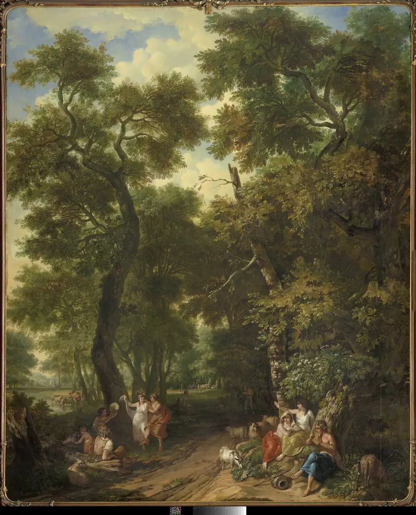 Arcadisch landschap met musicerende en dansende herders, by Jurriaen Andriessen