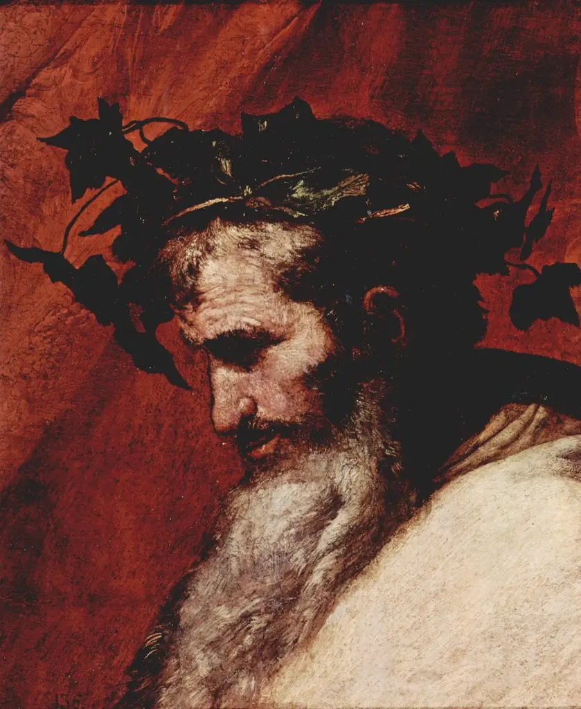 Detail of the Head of Bacchus, by Jusepe de Ribera