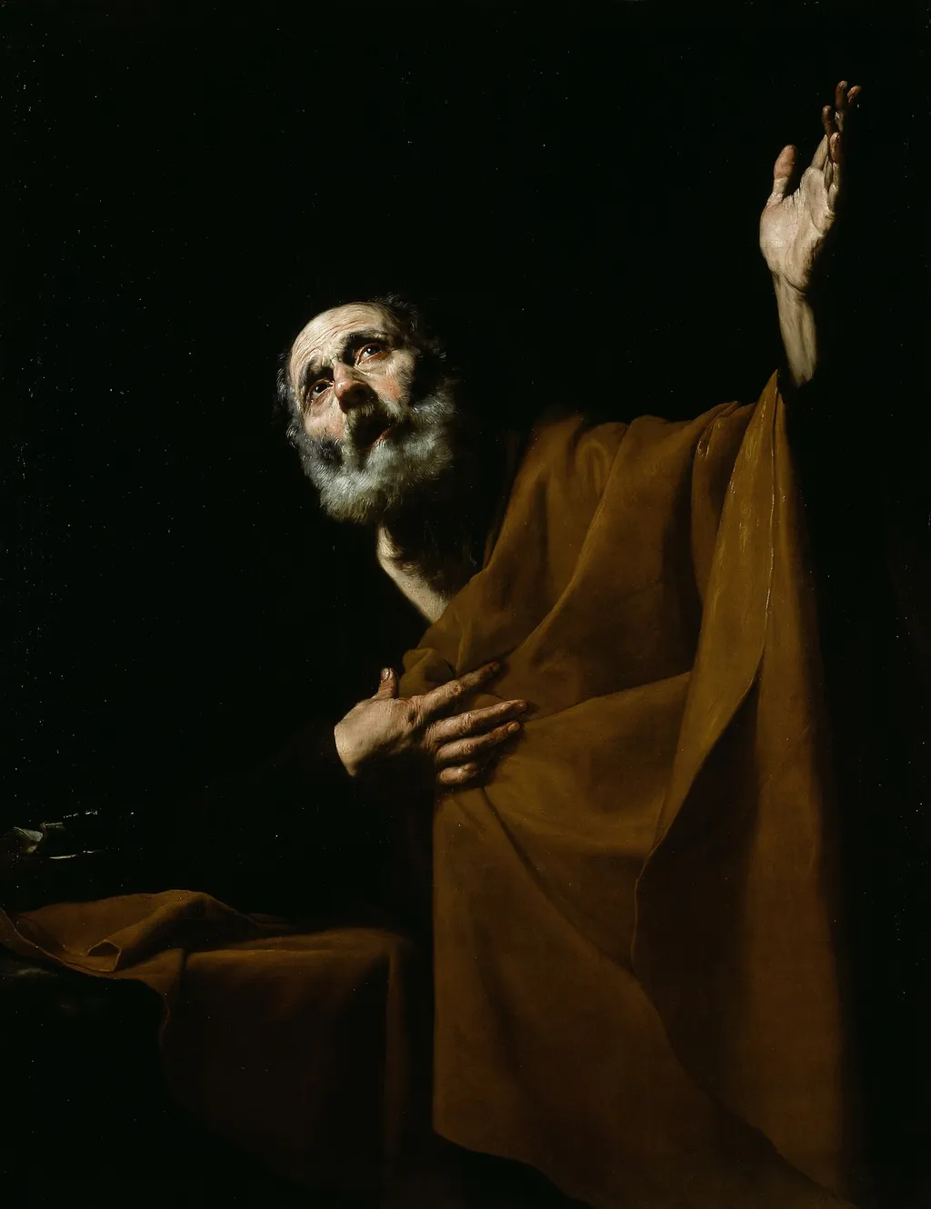 Penitent Saint Peter, by Jusepe de Ribera, oil, 1630