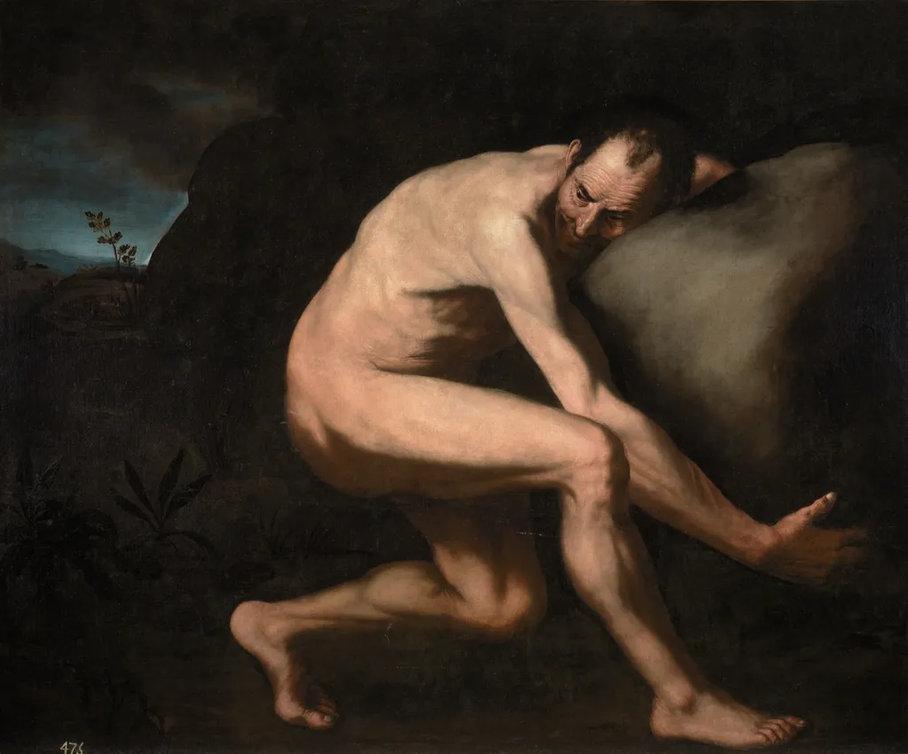 Sísifo, by Jusepe de Ribera, oil, 1601