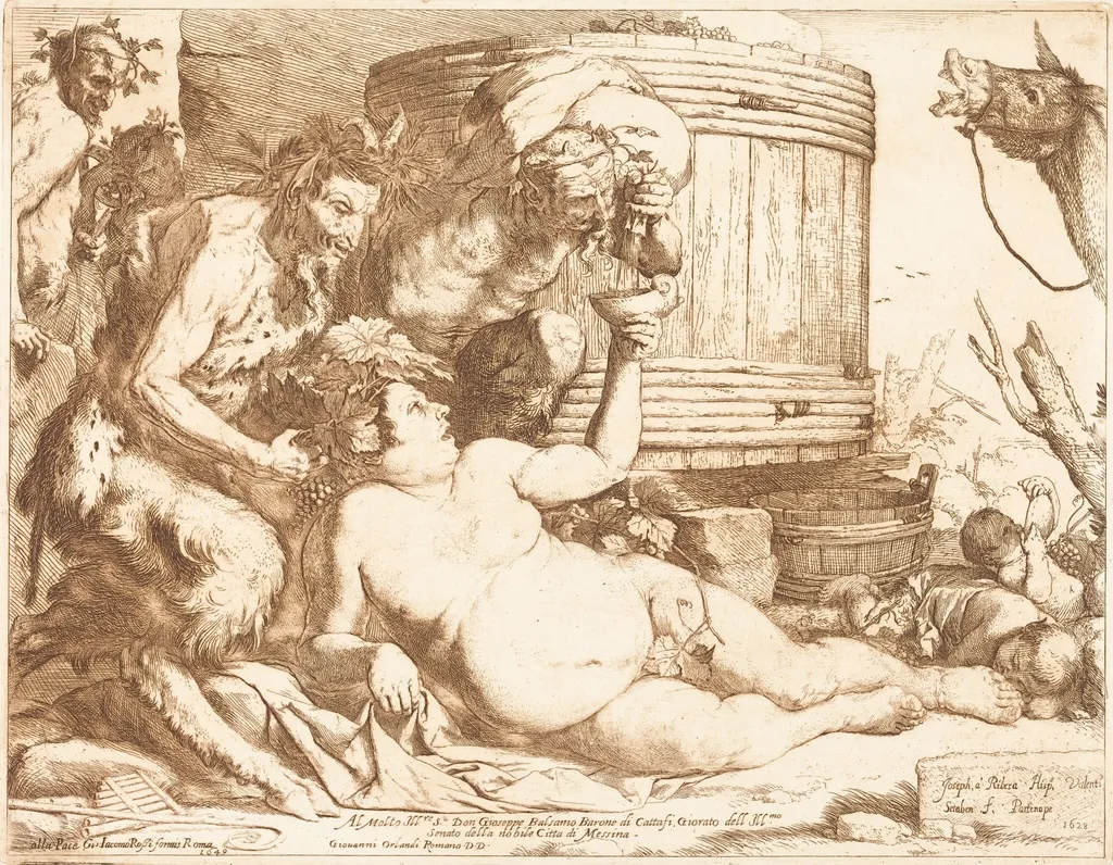 The Drunken Silenus, by Jusepe de Ribera, ink