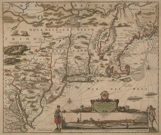 Novi Belgii Novaeque Angliae nec non Pennsylvaniae et partis Virginiae tabula multis in locis emendata