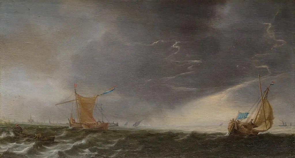Segelschiffe auf rauer See, by Justus de Verwer