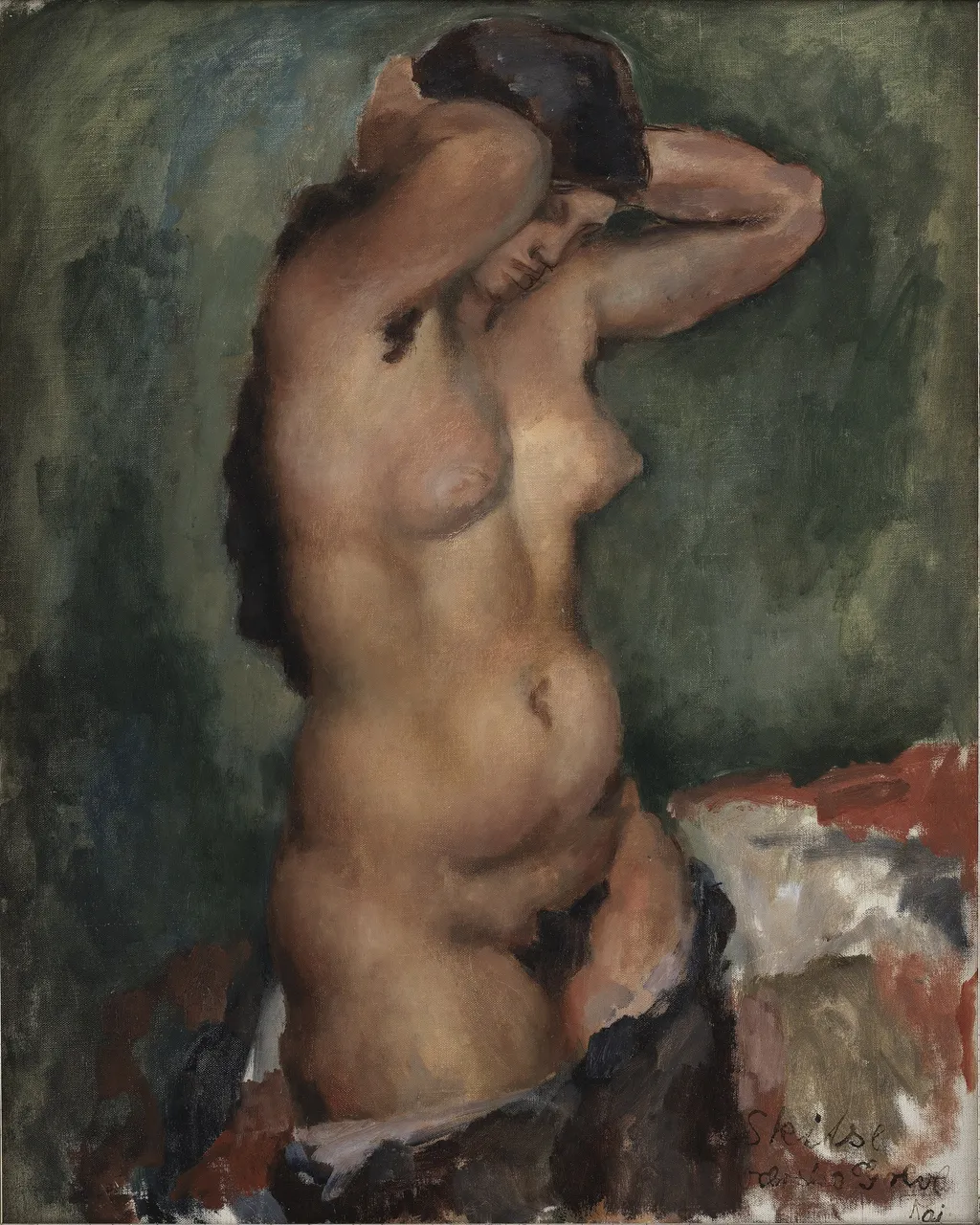 Standing Female Nude, by Kai Nielsen, oil, 1924
