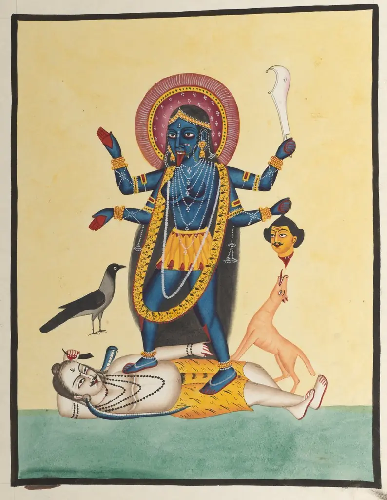 Kali, from a Kalighat album, 1849