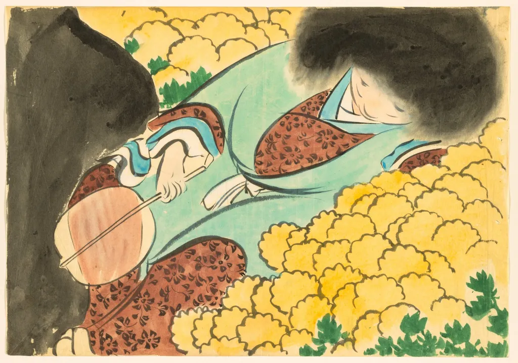 Flowers of a Hundred Worlds (Momoyogusa): Chrysanthemum Boy (Kikujidō), by Kamisaka Sekka, 1909