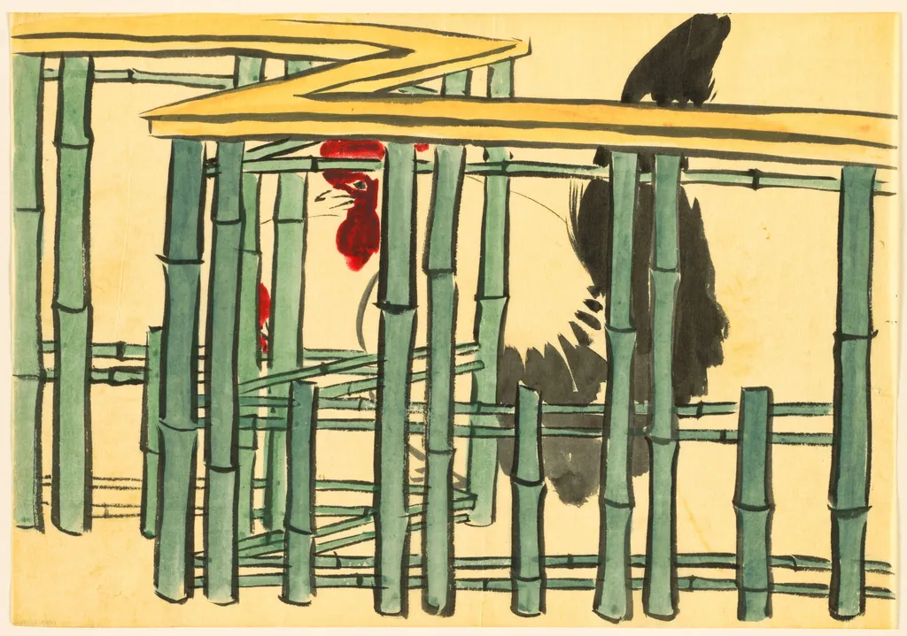 Flowers of a Hundred Worlds (Momoyogusa): Rooster (Chabo), by Kamisaka Sekka, 1909