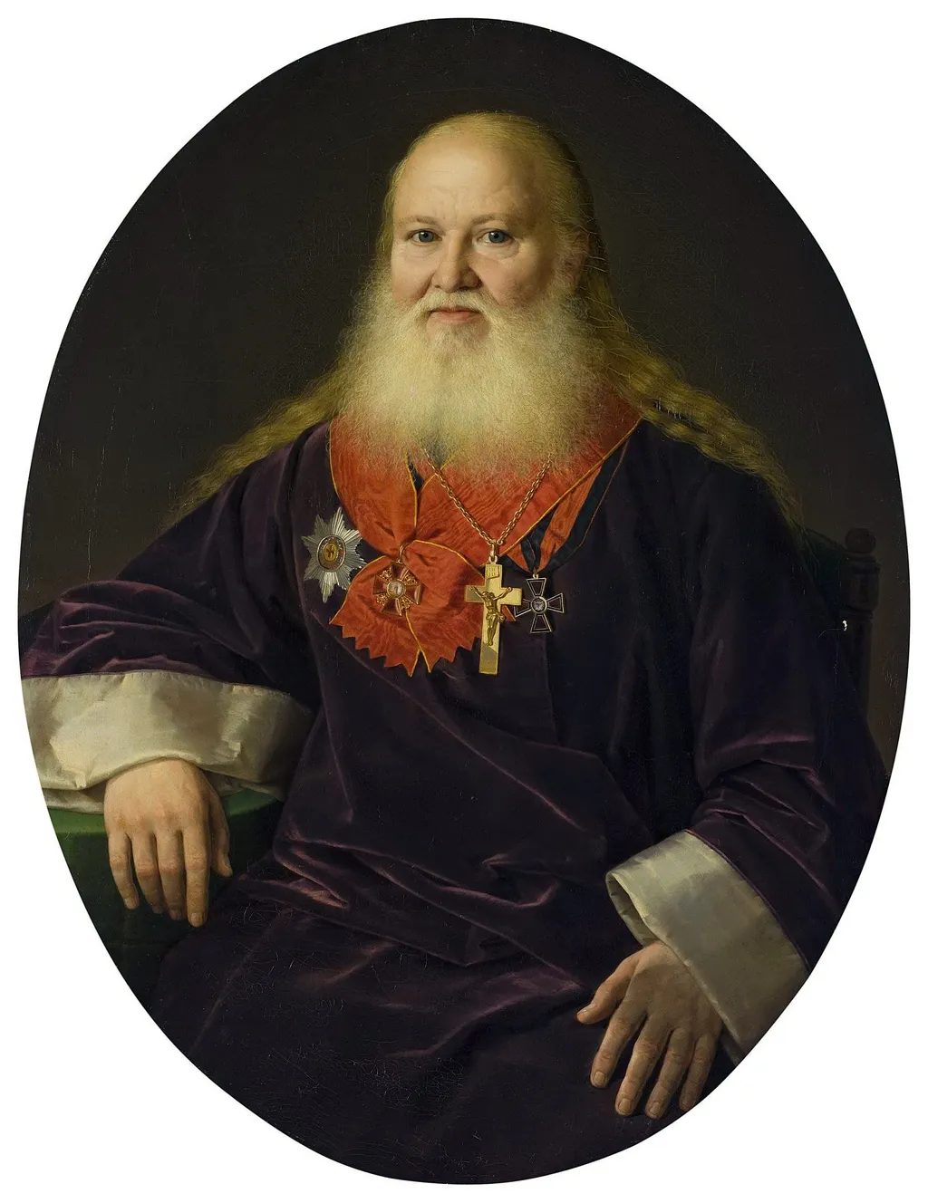 Portrait of the Priest V.I. Kutnevich, by Kandrat Karsalin, oil, 1854
