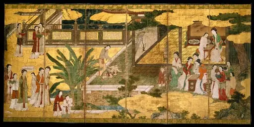 伝狩野永徳筆　唐美人唐子図屏風|Chinese Women and Children in a Palace Garden, by Kano Eitoku