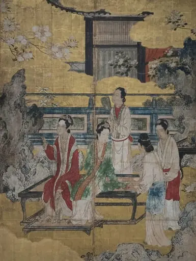 伝狩野永徳筆　唐美人図|Chinese Women in a Palace Garden, by Kano Eitoku