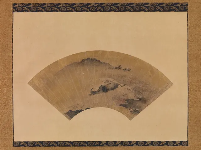 牧童図扇面|Herd Boy with Ox